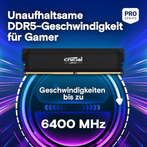 Crucial Pro CP2K16G64C38U5B Arbeitsspeicher 32 GB (2 x 16 GB) DDR5 6400 MHz CAS 38 ECC 288-pin DIMM 1,35 V Schwarz