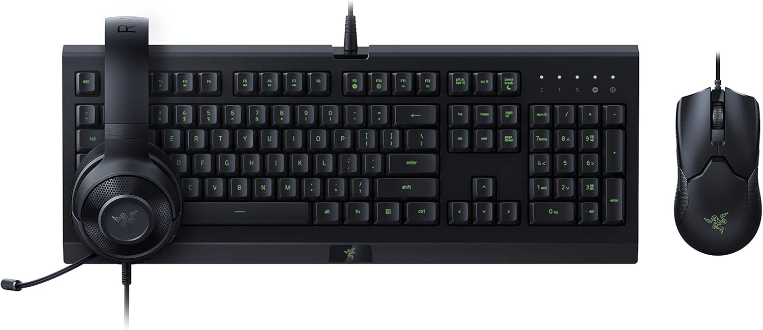 Razer Power Up Bundle u2013 Esports-Spielset bestehend aus einer Cynosa Lite Tastatur, einer Viper-Maus und einem Kraken X Lite Kopfhu00f6rer, Schwarz - (FRA Layout - AZERTY)