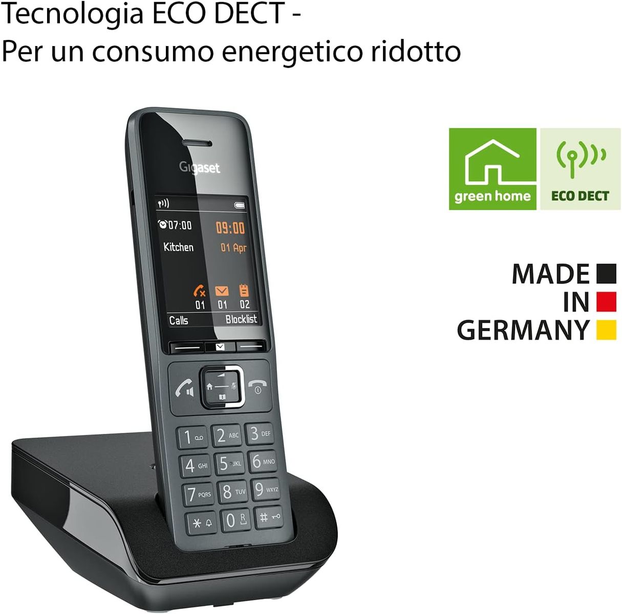 Gigaset Comfort 520A Trio – 3 schnurlose Handys mit Telefonsekretariat, Audio mit Freisprechfunktion – Anrufschutz – Adressbuch mit 200 Kontakten, schwarz, 5,2 x 2,6 x 16,1 cm; 116 Gramm