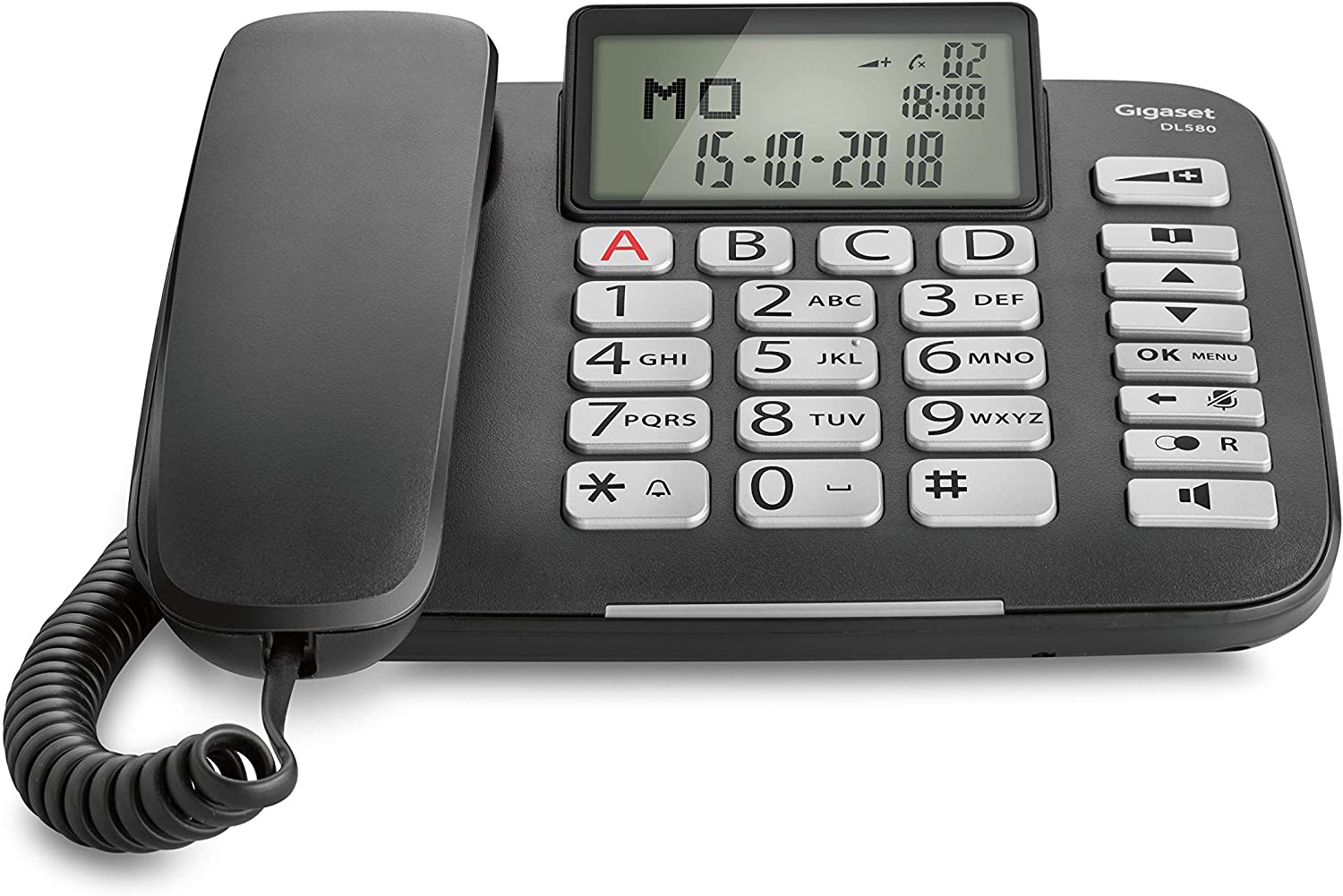 Gigaset DL580 Telefon Analoges Telefon Anrufer-Identifikation Schwarz