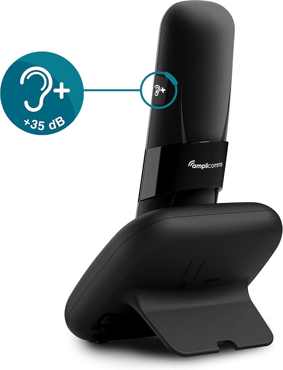 Amplicomms BigTel 1580 Kombi-Set schnurgebundenes Großtastentelefon mit schnurlosem DECT-Telefon, Anrufbeantworter, Audio-Boost, lauter Klingelton
