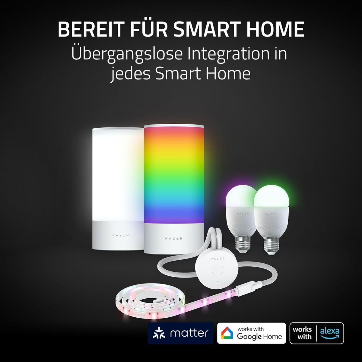 Razer Aether Smart-Leuchtstreifen - LED-Streifen für Smart Homes (Flexibles Design, Powered by Chroma RGB, Kompatibel zu Matter, Unterstützt Smart Home App) Aether Smart Light Strip