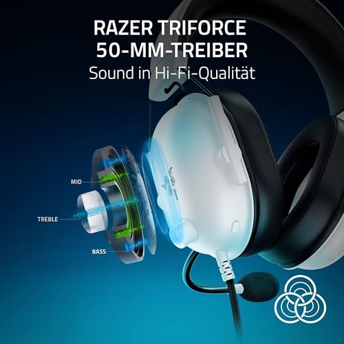 Razer BlackShark V2 X (PlayStation) - Kabelgebundenes E-Sports Headset für PlayStation 5 Konsole (250g, Nierenmikrofon, 50mm Treiber, Passive Geräuschunterdrückung, 3,5mm Klinke) Weiß
