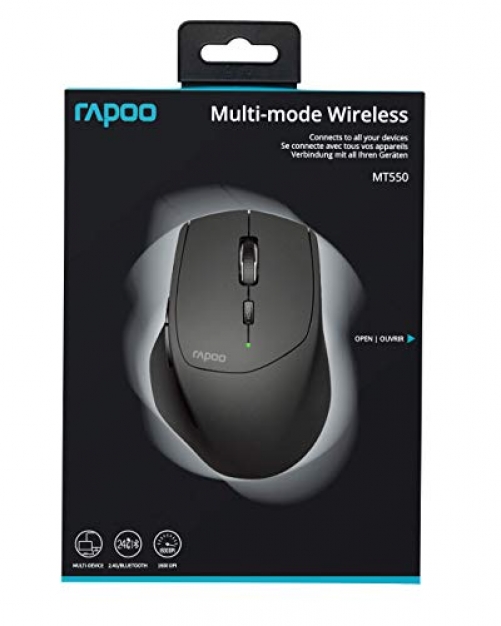 rapoo MT550 Optische 1.600 DPI RF Wireless Ergonomische Maus mit Daumenablage