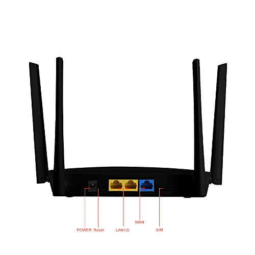 KuWFi C910SP 4G LTE Router mit SIM-Slot, WLAN-Router & Access Point, WiFi Extender, bis zu 300 Mbps, 4 externe Antennen, WAN/LAN Ports