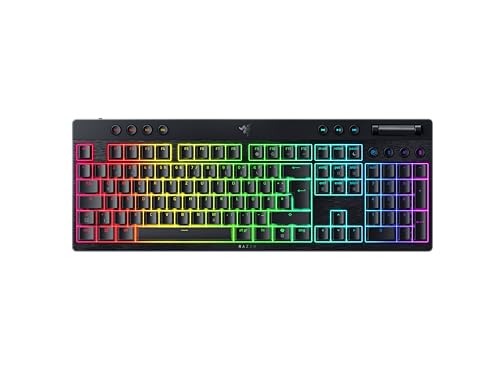 Razer BlackWidow V4 Low-Profile HyperSpeed kabellose flache mechanische Gaming-Tastatur, HyperSpeed Wireless & Bluetooth, Drehregler, 11 Funktionstasten, Orange Switches, DE Layout QWERTZ