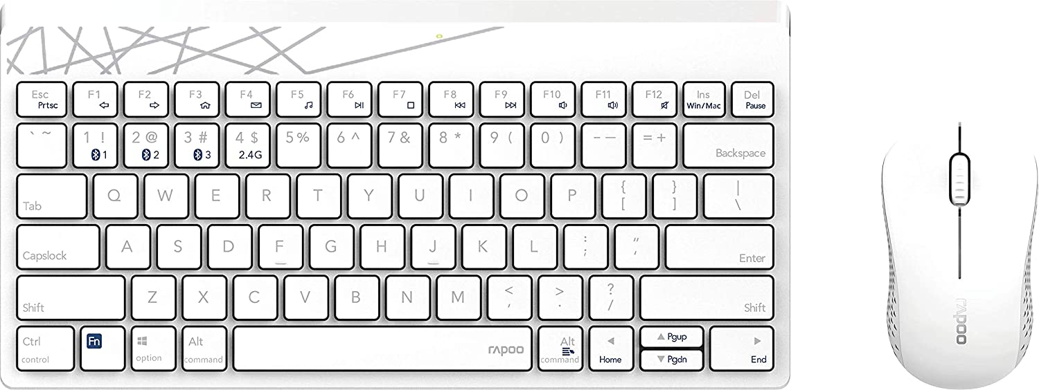 Rapoo 8000M kabelloses Multi-Mode Deskset Tastatur & Maus weiß QWERTZ (DE)