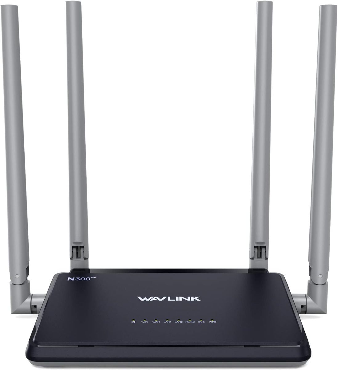 WAVLINK WL-WN529E4 4G LTE Mobilfunk-Router mit SIM-Kartensteckplatz, 300 Mbit/s WLAN 2,4 GHz, 3x Ethernet-Ports, WPS, EU Stecker