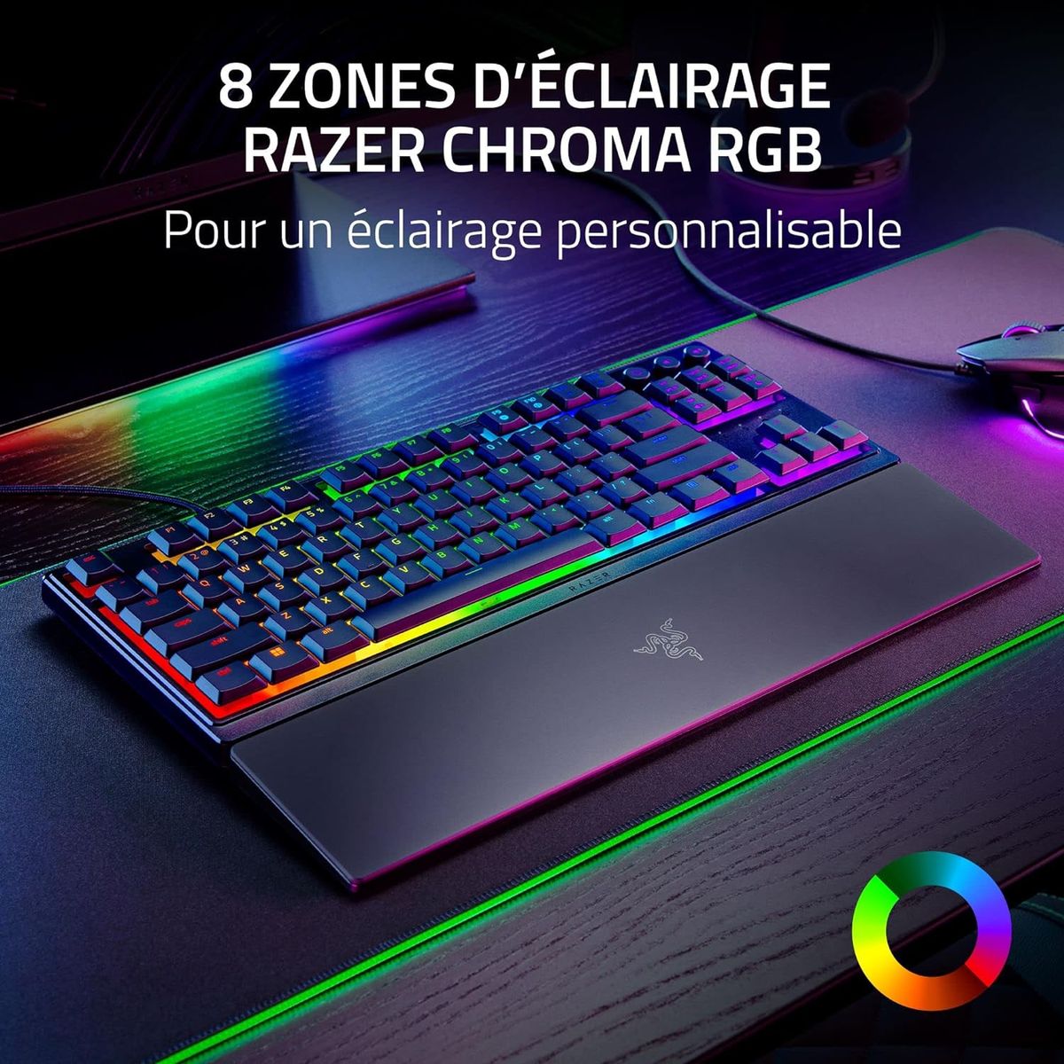 Razer Ornata V3 TKL Gaming Keyboard Media Buttons Mecha-Membrane Switches RGB FRA Layout AZERTY