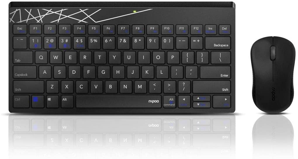 Rapoo 8000M kabelloses Multi-Mode Deskset Tastatur & Maus schwarz DE-Layout