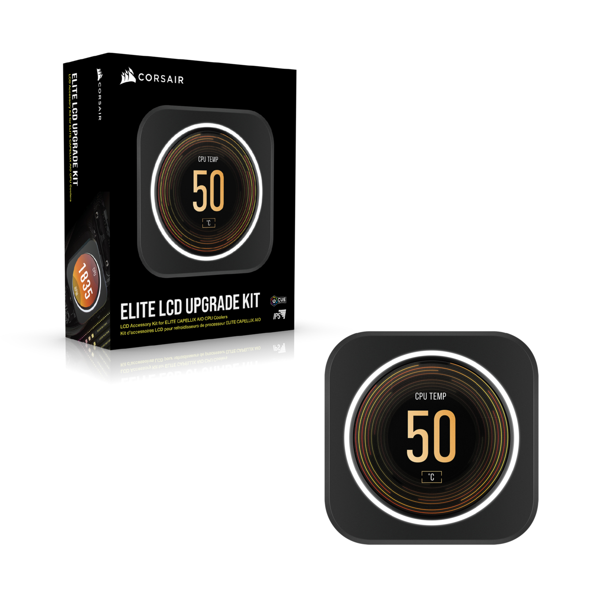 Corsair CW-9060056-WW iCUE ELITE CPU Cooler LCD Display Upgrade Kit, Anzeige, Schwarz, für CPU-Wasserkühlung, Ersatzteil
