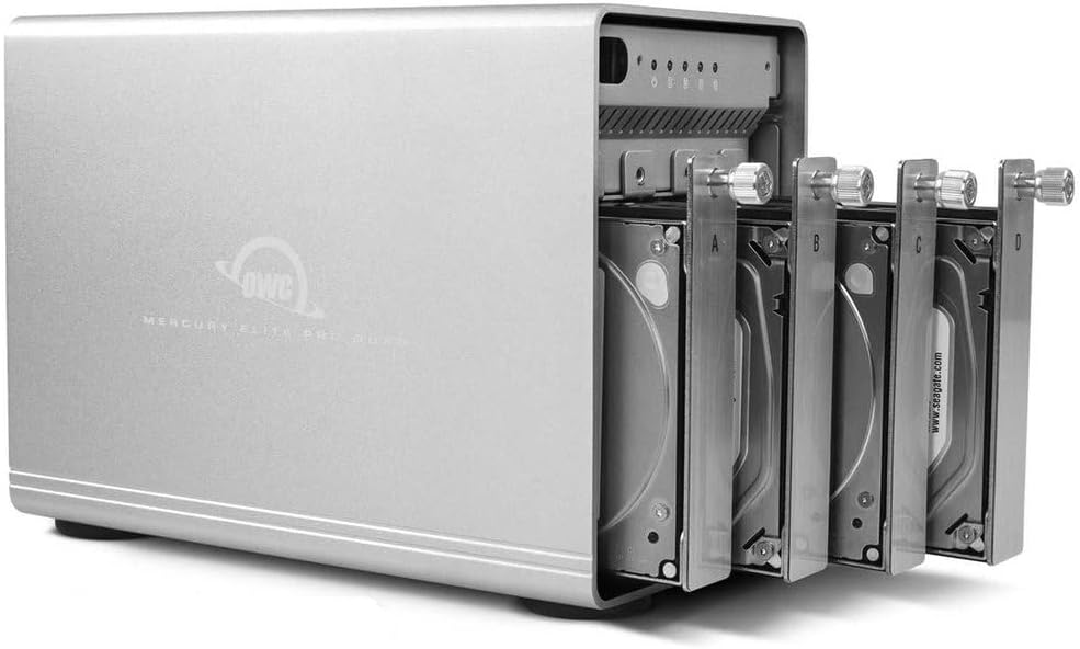 OWC Mercury Elite Pro Quad (0 TB) - Externes Speichergehäuse mit Vier Einschüben und SoftRAID XT für 2,5-Zoll- und 3,5-Zoll-SATA-Laufwerke