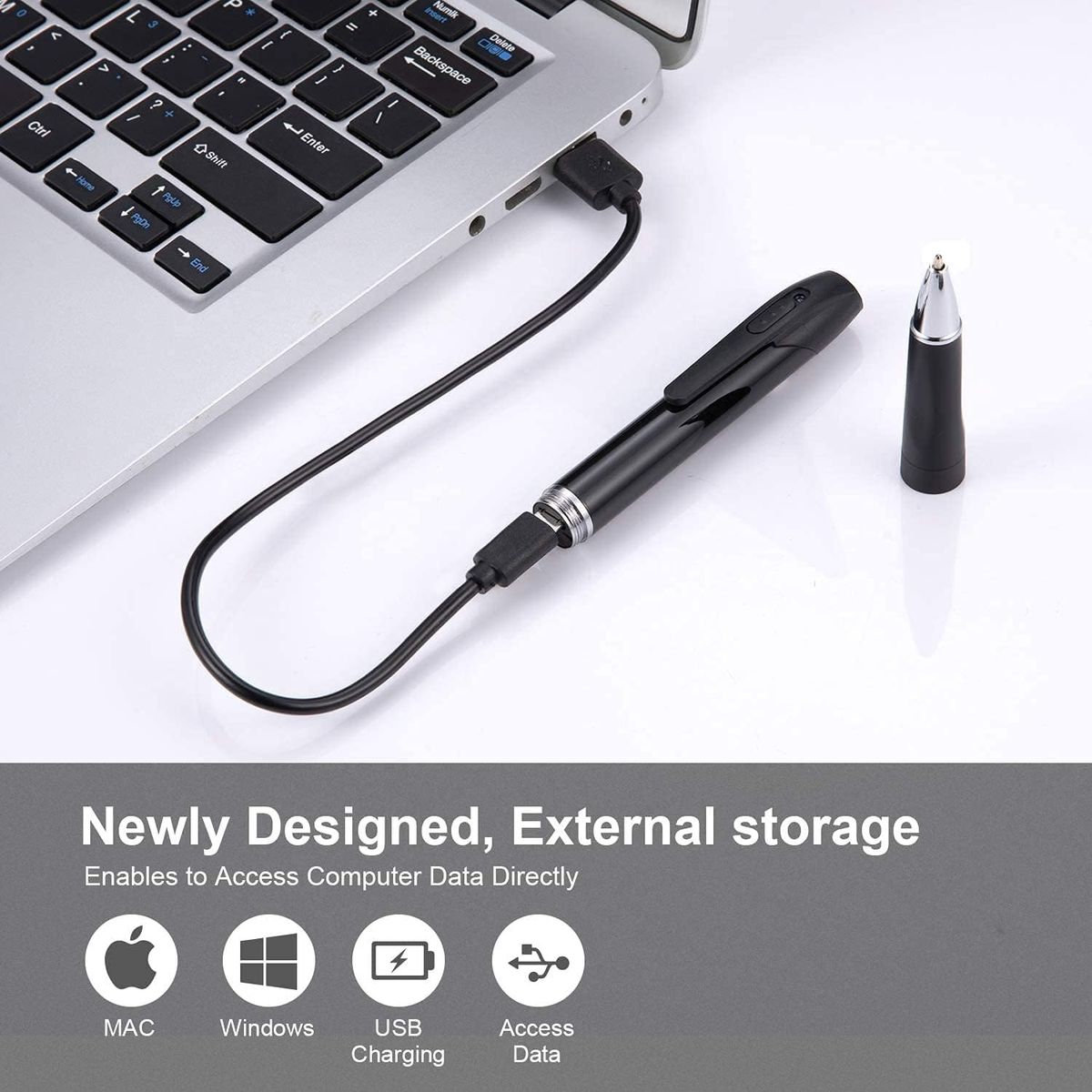 MAGENDARA A1 Mini Stiftkamera 1080p, tragbare Pen-Kamera, Spionage-Kamera mit 32GB, Wi-Fi, 150 Min Akku, Innen, Schwarz