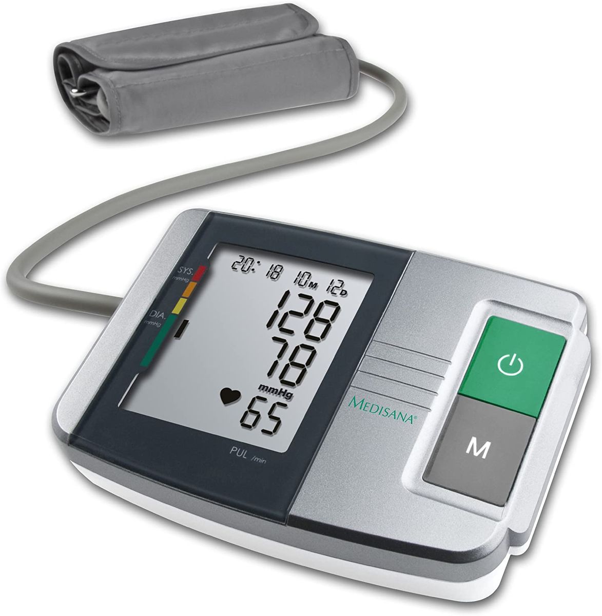 Medisana MTS Upper arm blood pressure monitor without cable, arrhythmia display, WHO traffic light color scale, for precise blood pressure measurement and pulse measurement with memory function.