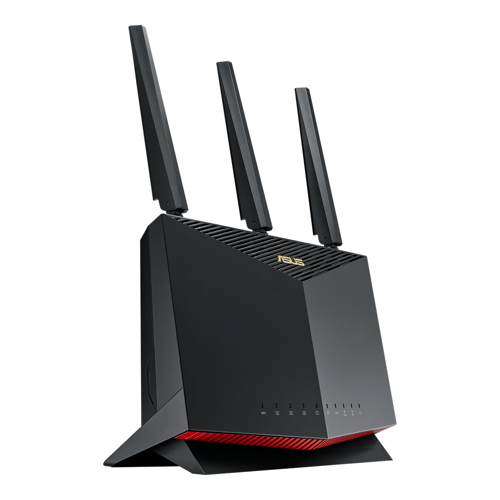 ASUS RT-AX86S Gaming-Router AX5700 Dual Band Gigabit Wi-Fi 6 802.11ax Mobil Gaming-Modus AiProtection TrendMicro kompatibel Wi-Fi Mesh 2.5G Port Gaming Adaptive QoS Gaming AX5700