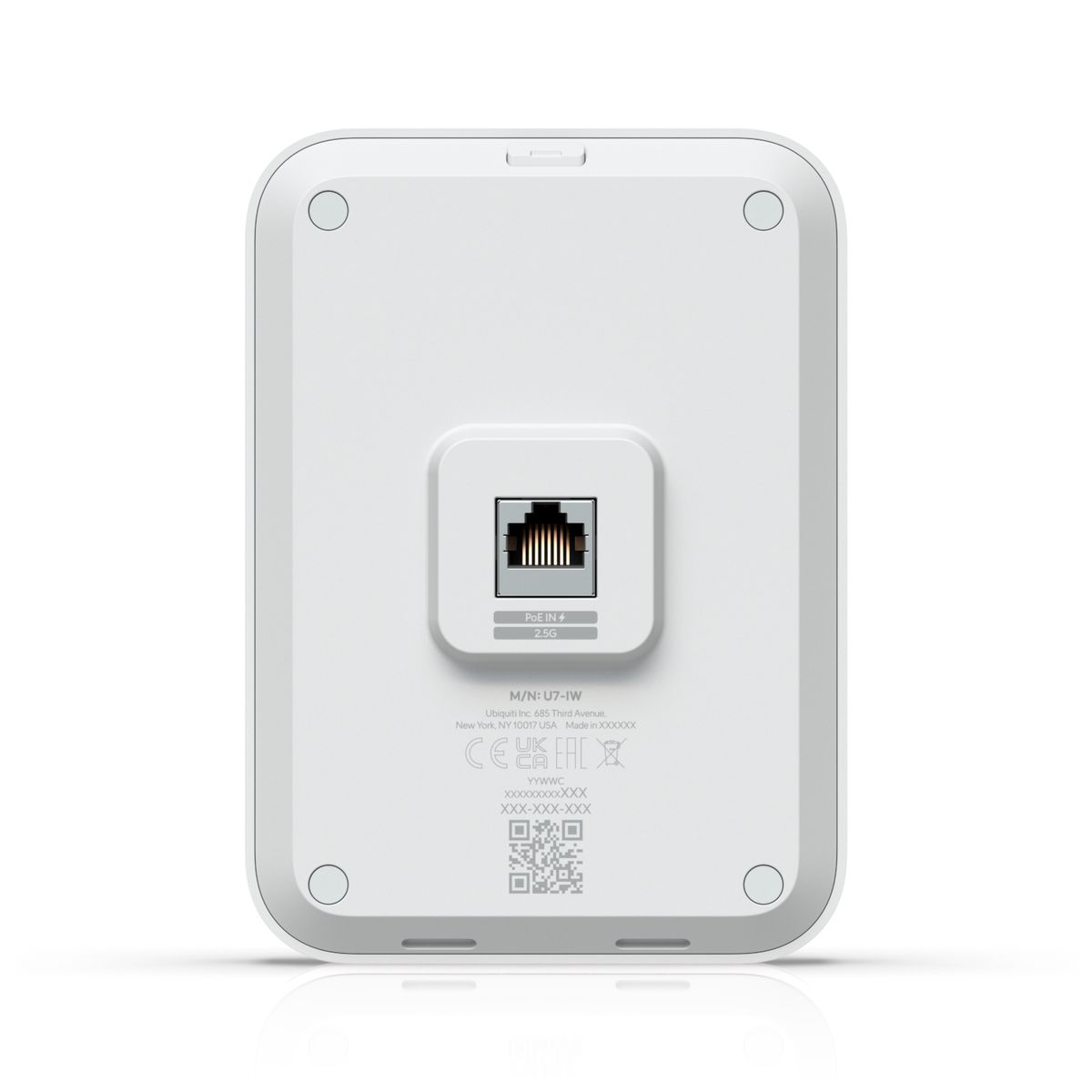 Ubiquiti U7 In-Wall Access Point, 2,4 GHz 688 Mbit/s & 5 GHz 4300 Mbit/s, PoE, 3x LAN, Weiß