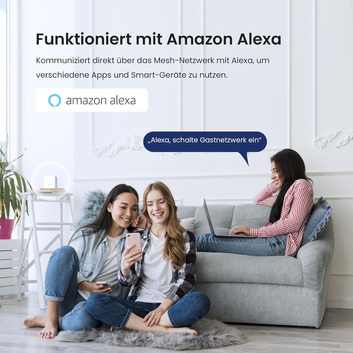 Tenda Nova Mesh WLAN WiFi 6 System, AX1500 Dualband WLAN Mesh Repeater & Router Kompatibel mit Amazon Alexa, mpfohlen für Häuser mit 3-5 Schlafzimmern,OFDMA und MU-MIMO, MX3 3er-Pack 3er Pack MX3