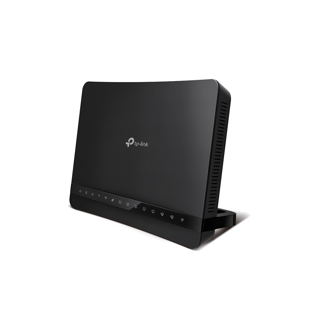 TP-Link VX220-G2v V1.0 Modem-Router, Wi‑Fi 6 AX1500 Dual-Band (2,4/5 GHz), Ethernet-WAN, 4x LAN, USB, 12 V 2 A, Schwarz