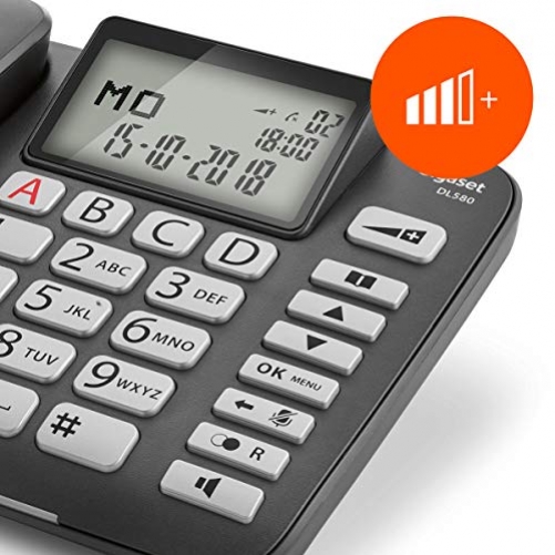 Gigaset DL580 Analoges Telefon Anrufer-Identifikation Schwarz