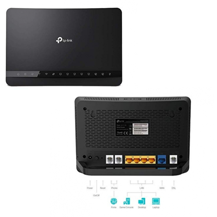 TP-Link VR1200v AC1200 Wireless Dual Band Modem Router Access Point Gigabit VoIP VDSL ADSL Annex A v1.0