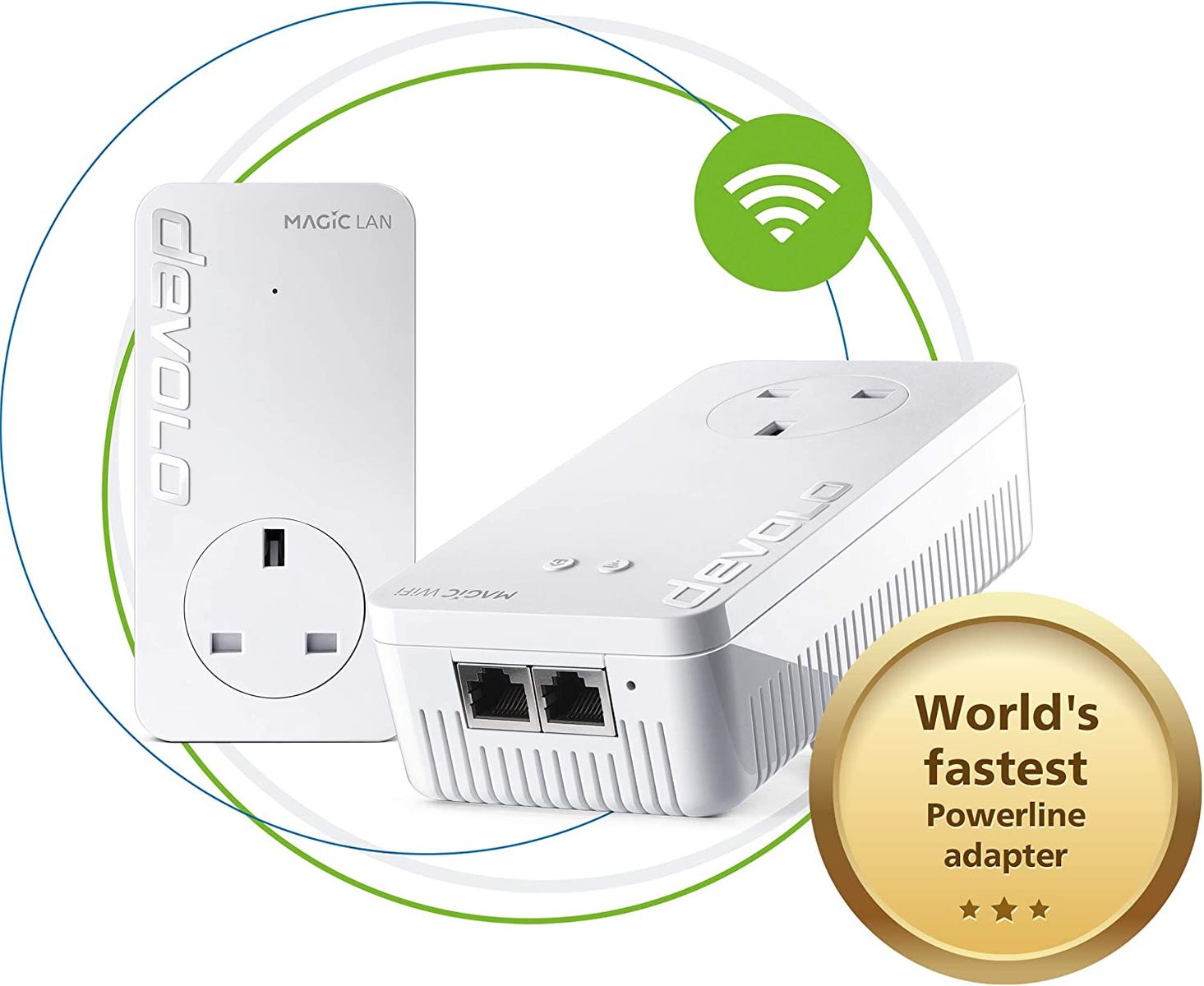 devolo Magic 2-2400 Wi-Fi 5 Next: Starter Kit | 4k/8k UHD Streaming | stabiles Heimarbeit (bis zu 2400 Mbit/s Powerline, Mesh WiFi 5, G.hn, 3X Gb LAN Ports) MAGIC 2 - 2400 Mbps WiFi 5 Starter Kit