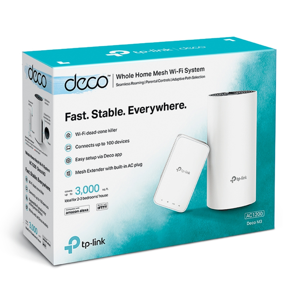 TP-Link AC1200 Whole-Home Mesh WLAN System 867Mops at 5 GHz + 300 Mops at 2,4 GHz 2 Gigabit Ports 2 Interne Antenne Deco M3(2-Pack) V2