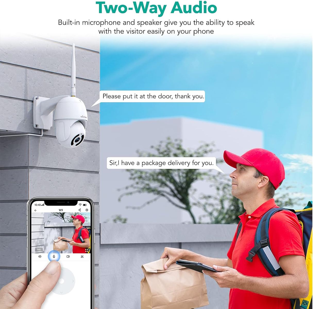 wansview PTZ Überwachungskamera Aussen, 1080P WLAN IP Kamera Outdoor,Nachtsicht, Zwei-Wege-Audio, SD-Kartenslot,IP65 Wasserdicht, RTSP,funktioniert mit Alexa W9 Weiß