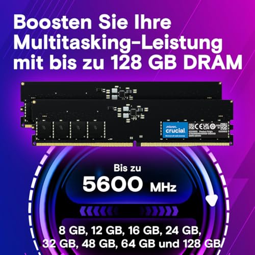 Crucial CT2K8G56C46U5 16 GB (2x8 GB) DDR5-5600 ECC CL46 1,1 V Unbuffered On-Die ECC Arbeitsspeicher