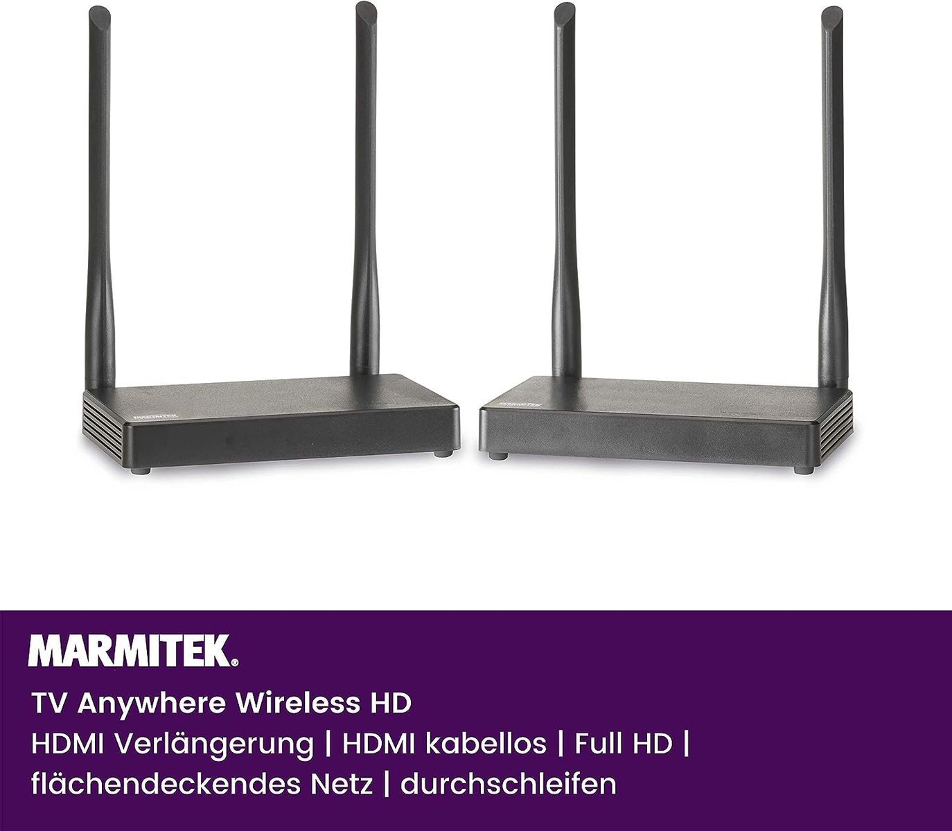 Marmitek Drathlose HDMI Extender - Marmitek TV Anywhere Wireless HD - 1080p Full HD - Flächendeckendes Bereich - Infrarot Rückgabefunktion - USB Tastatur und Maus Unterstützung Old version