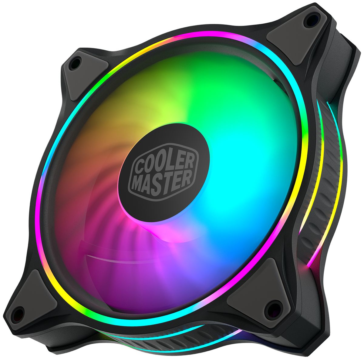 Cooler Master MasterFan MF120 Halo 3in1 Gehäuselüfter 120 mm, 650-1800 RPM, RGB Beleuchtung, 4-polig PWM, 3er-Pack Schwarz/Grau