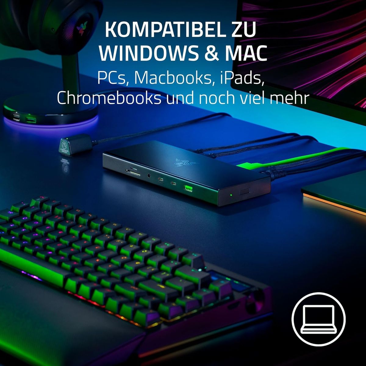 Razer USB 4 Dock - High-Speed-Dock für Gaming und Produktivität - 14-Port - Dual-Display-Unterstützung, Geräteaufladung (3X USB-C, 5X USB-A, HDMI, Gigabit Ethernet, 3.5mm Audio) Schwarz