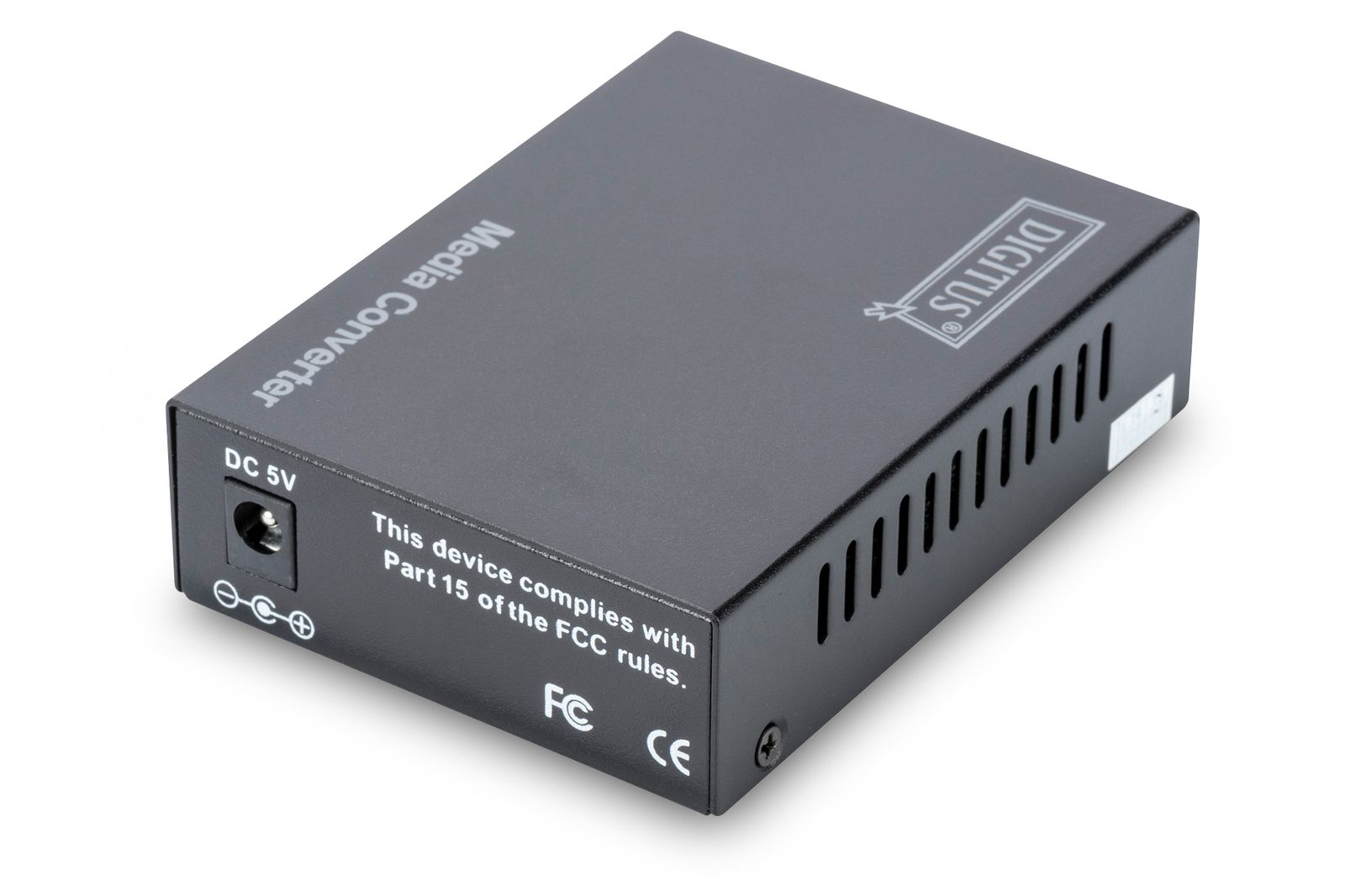 Digitus DN-82211 10 Gigabit Medienkonverter, 10G RJ45 & SFP, PoE, 5 V DC, 80 km Reichweite, Schwarz, EU
