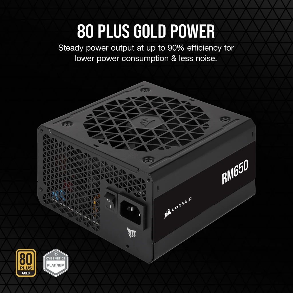 Corsair RM650 RM Series 650 W ATX Netzteil, 80 PLUS Gold, Vollmodular, 12 cm Lüfter, 24-pin ATX, Schwarz