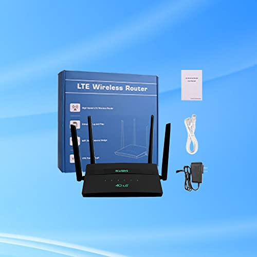 KuWFi C910SP 4G LTE Router mit SIM-Slot, WLAN-Router & Access Point, WiFi Extender, bis zu 300 Mbps, 4 externe Antennen, WAN/LAN Ports