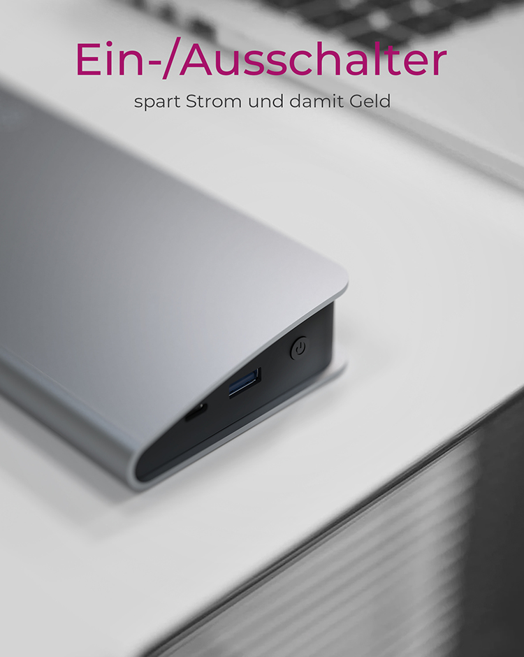 ICY BOX IB-DK2408-C Dockingstation USB Type-C, USB 3.2 Gen 1, HDMI & DisplayPort 4K@60, Gigabit LAN, Kartenleser, 100W PD, Schwarz/Silber, EU