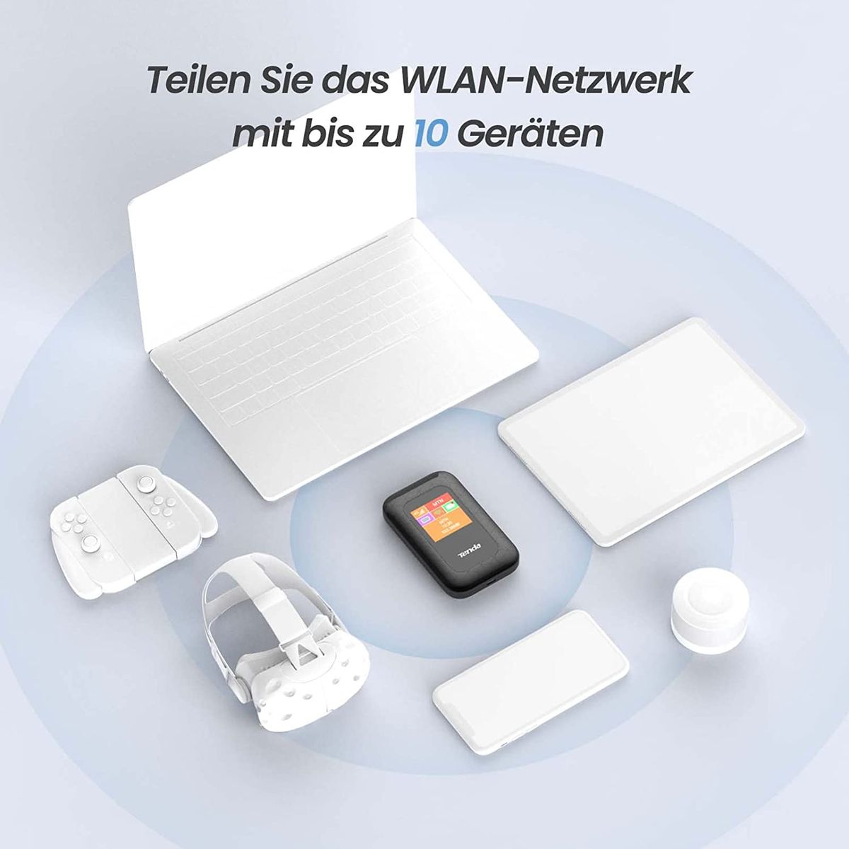 Tenda 4G185 Mobiler WLAN Router (4G/LTE bis zu 150Mbit/s Download, 50Mbit/s Upload, Hotspot, Cat.4), 2100mAh Akku, Plug & Play, kompatibel mit Allen SIM Karten, Mehrfarbig