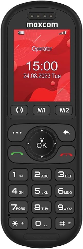 Maxcom MM39D – 4G Volte – Big Button – schnurloses Mobiltelefon für Zuhause und Büro mit SIM-Karte – USB-C-Tischladegerät – UK-Stecker – Schwarz