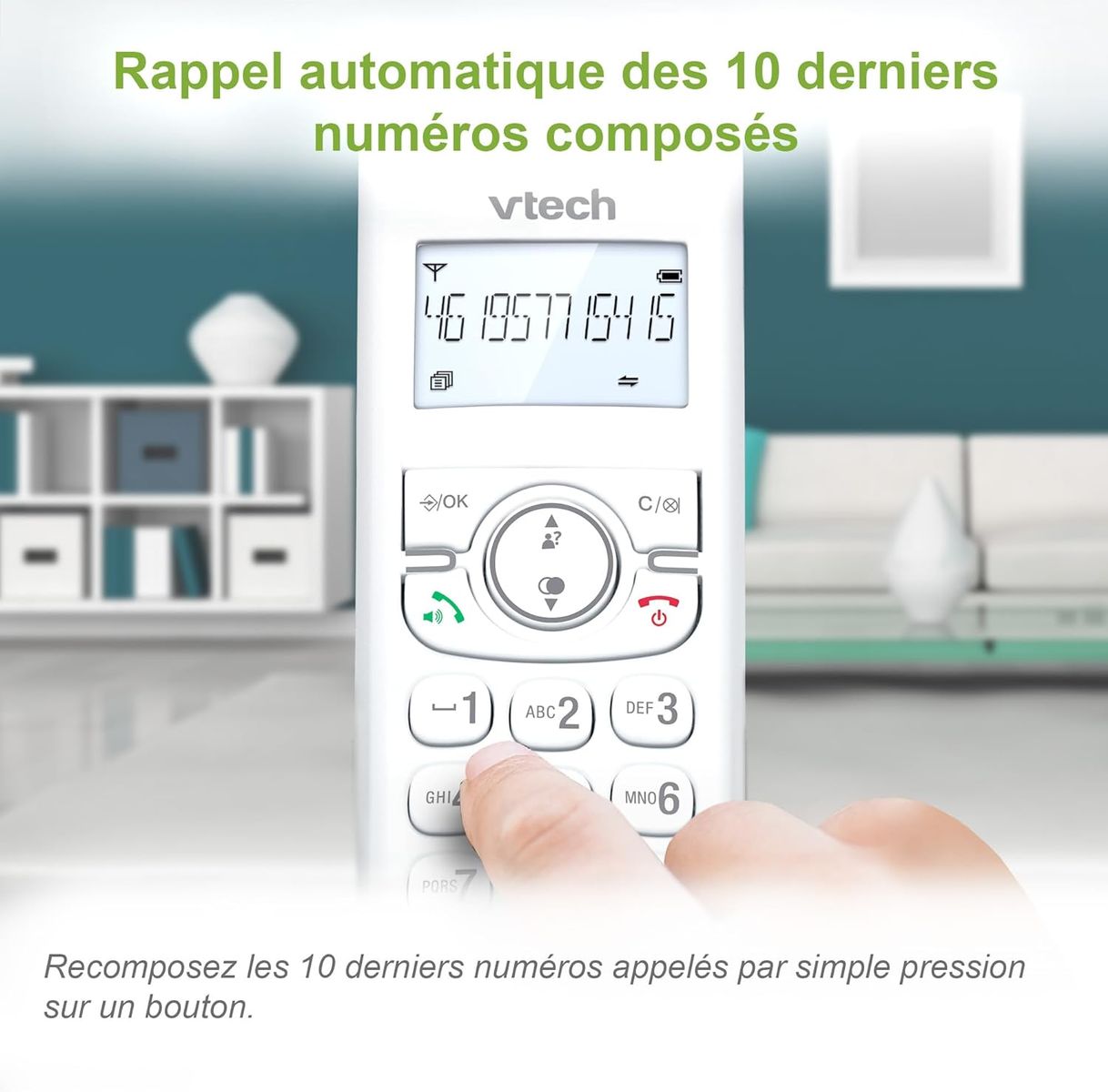 VTech CS1500 Schnurloses DECT-Telefon mit Anrufsperre, Anrufer-ID/Anklopfen, Freisprecheinrichtung, beleuchtetem Display und Tastatur