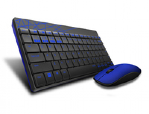 Rapoo 8000M kabelloses Multi-Mode Deskset Tastatur & Maus blau QWERTZ (DE)