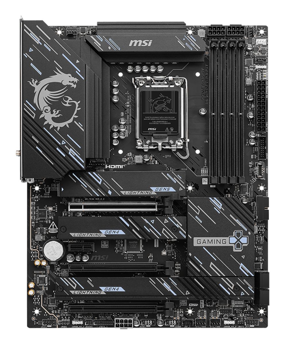 MSI Z890 GAMING PLUS WIFI Mainboard LGA 1851 (Socket V1) ATX, Intel Z890, DDR5, 4x DIMM 256GB, 4x M.2, Wi‑Fi 7 (Killer BE1750), 5GbE, Bluetooth 5.4