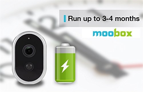 moobox Draht HD Home Security Kamera für Handy und Tablet, batteriebetrieben, Cloud-Speicher, Innenbereich. Add-on Kamera nur für Ihre vorhandenen moobox Hub und System