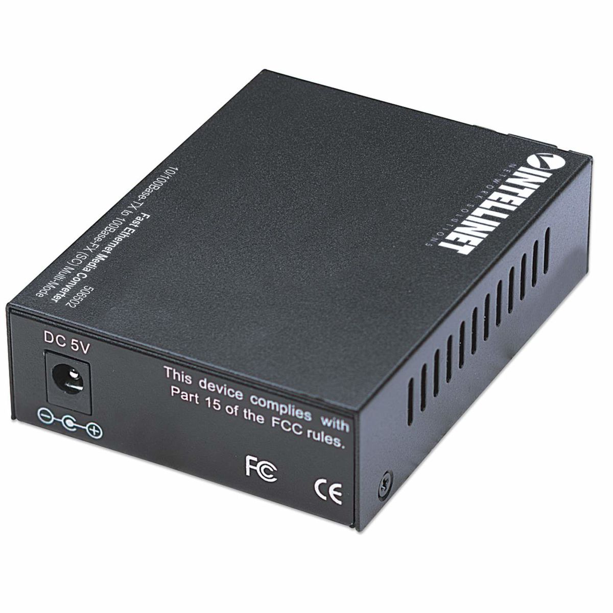 Intellinet 506502 Fast Ethernet Medienkonverter, 10/100Base-TX auf 100Base-FX (SC), Multimode, 2 km, 1310 nm, 5 V DC, EU Stecker