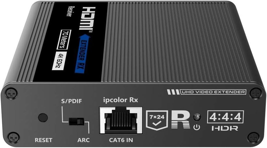 PremiumCord 4K HDMI Extender auf 70 m über Patchkabel Cat6 / Cat6A / Cat7, IR-Sender und -Empfänger, HDMI 2.0, ARC, Videoauflösung Ultra HD 4K @ 60Hz