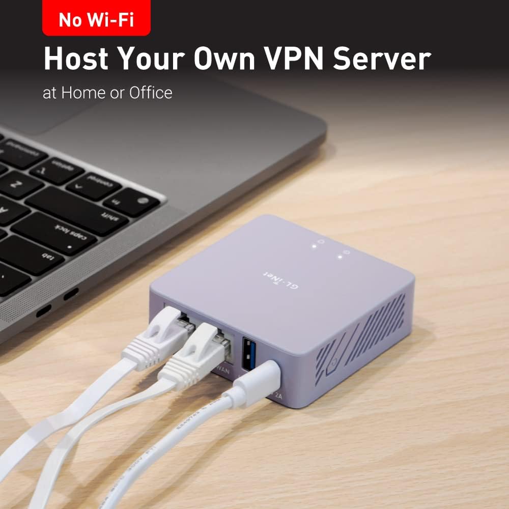 GL.iNet MT2500 (Brume 2) Mini-VPN-Sicherheitsgateway für Heimbüro und Remote-Arbeit – VPN-Server und -Client für Zuhause und Büro, VPN-Kaskadierung, 2,5 G WAN, KEIN WLAN* (ABS-Kunststoffgehäuse)