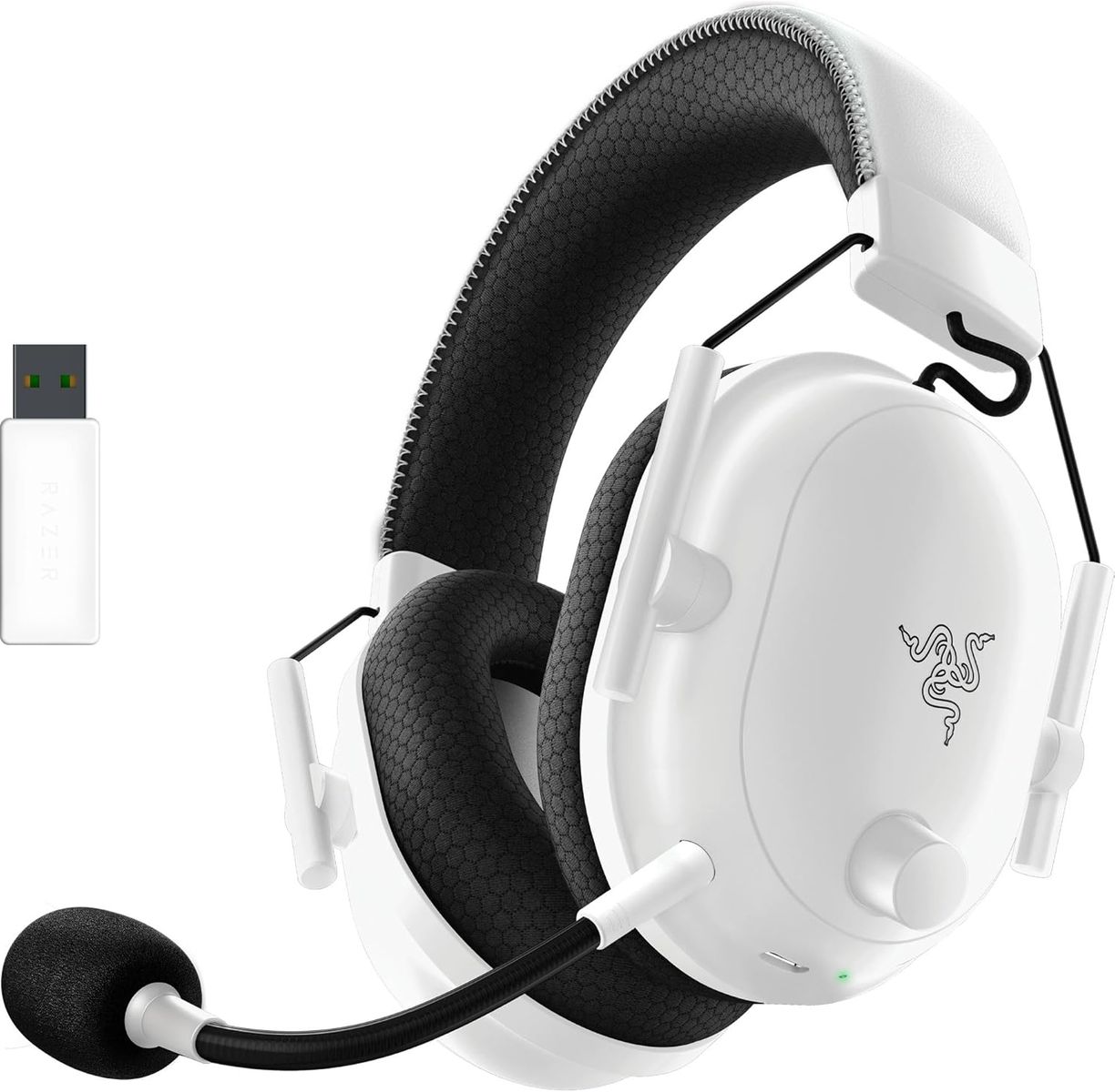 Razer BlackShark V2 Pro (2023) Gaming-Headset Dual Wireless Bluetooth 5.2, THX Spatial Virtual 7.1, HyperClear Mic, 70 Std. Akku, USB-C, Weiß