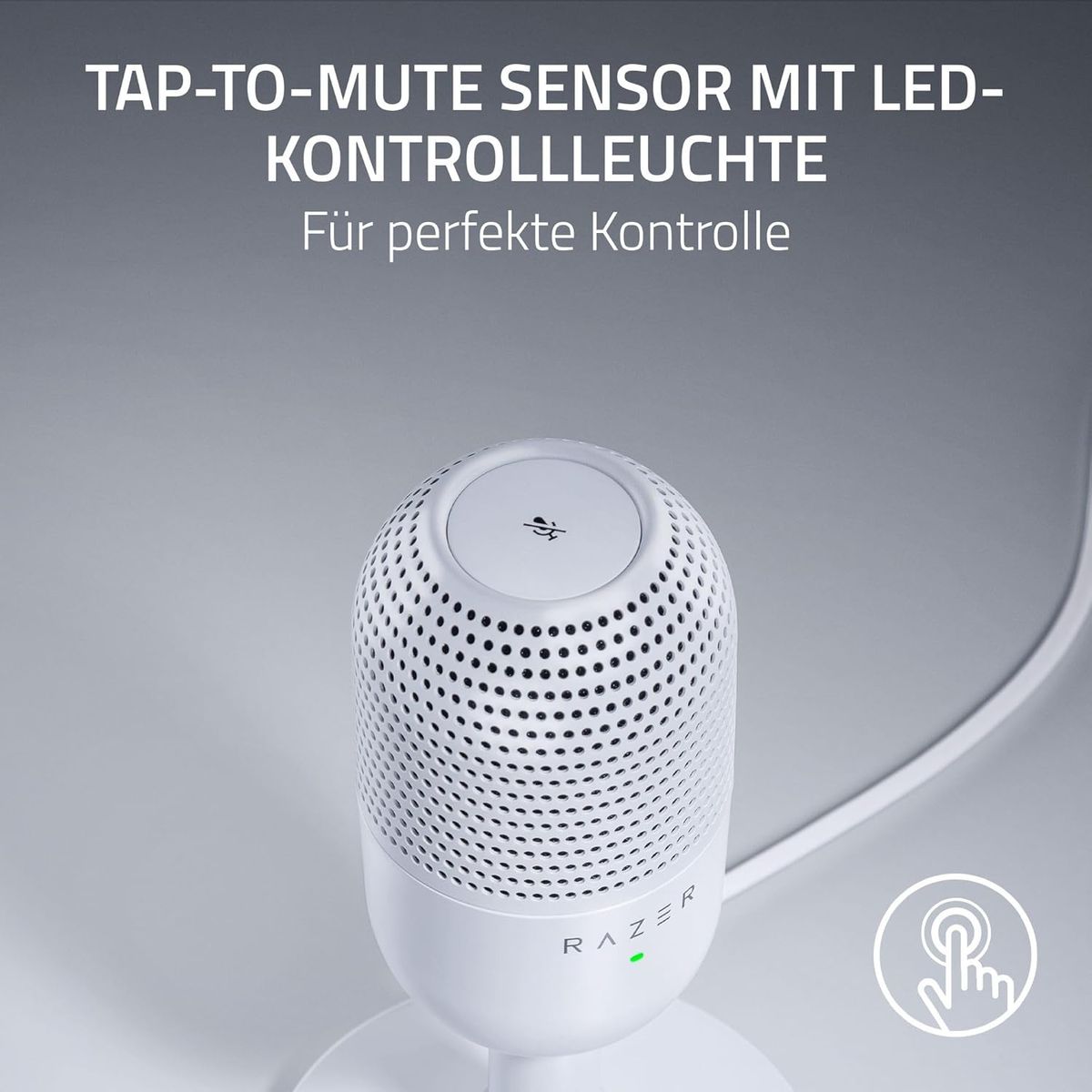 Razer Seiren V3 Mini - Ultrakompaktes USB-Mikrofon (14mm Kondensatormikrofon, Supernierencharakteristik, Tap-to-Mute-Sensor mit LED-Anzeige, integrierter Stoßdämpfer, Plug-and-Play-Design) Weiß