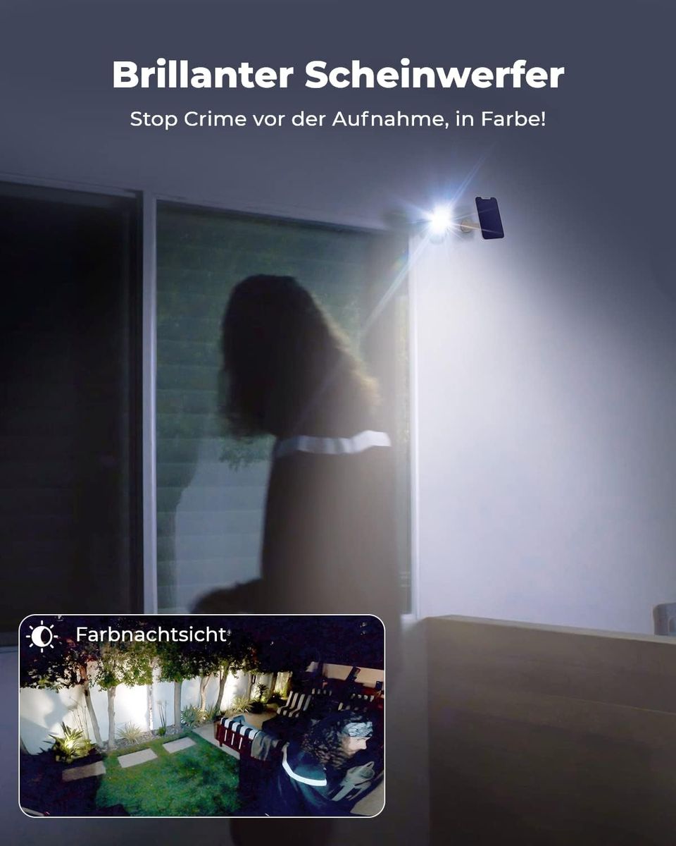 Reolink 2K 4MP Überwachungskamera Aussen Akku Argus 3 Pro+Solarpanel, 2,4/5GHz WiFi, Kein Hub Erforderlich, mit Mensch/Fahrzeug/Haustiererkennung, Solar WLAN Kamera Outdoor mit Farbnachtsicht (1) Argus 3 Pro in Weiß mit Solarpanel