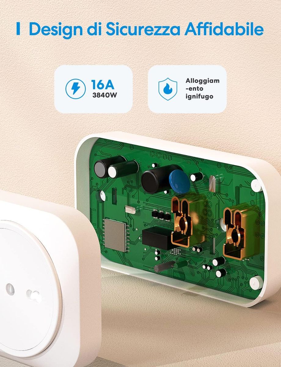 meross Intelligente WLAN-Steckdose, italienische Smart Plug 16 A (Typ L), Energie Monitor, kompatibel mit Alexa, Google Assistant, SmartThings, 3 Stück