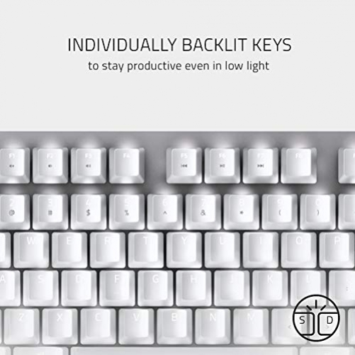 Razer BlackWidow Lite Gaming Keyboard Orange Switches TKL Mercury USA Layout QWERTY ISO