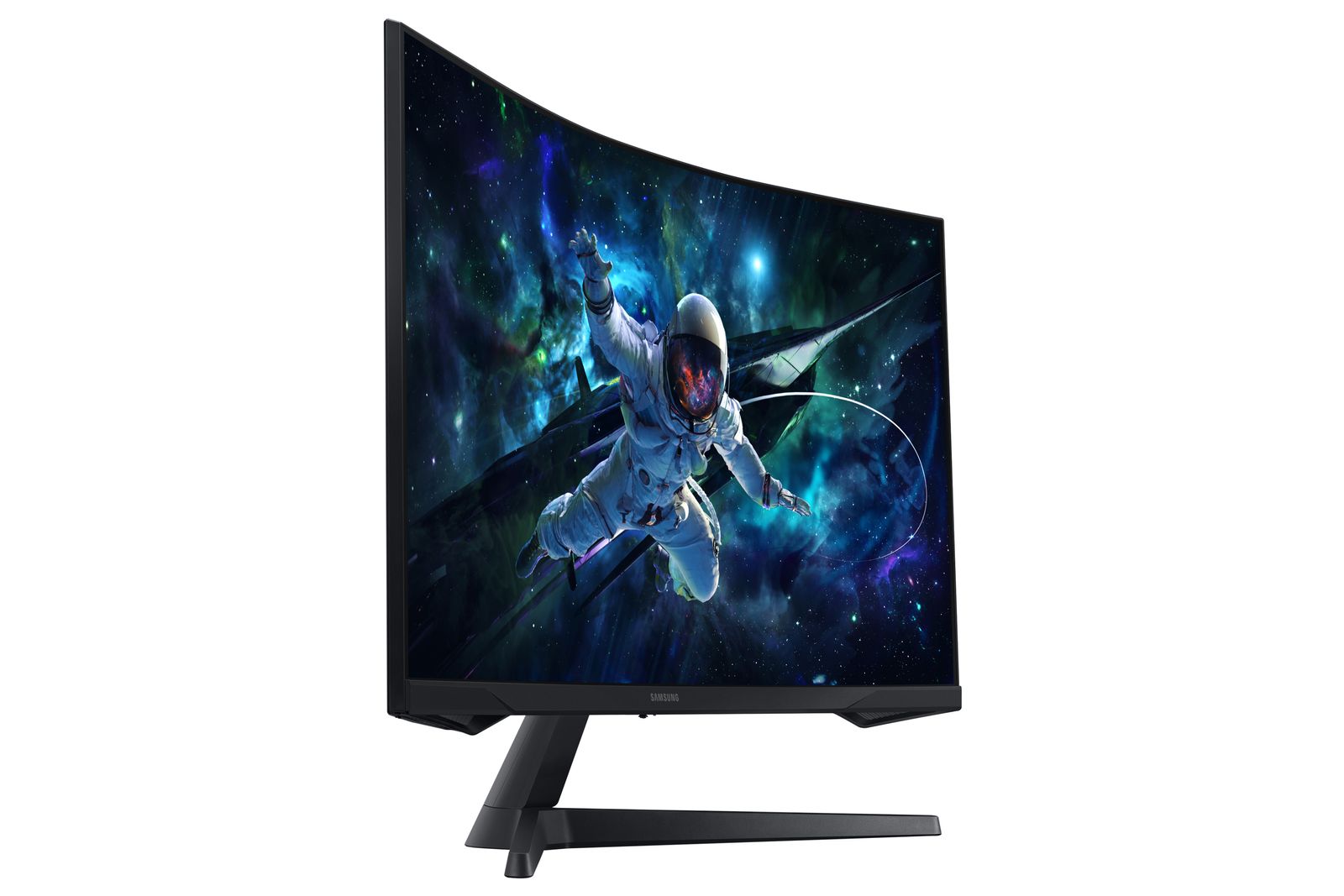 Samsung Odyssey G55C Curved Gaming Monitor, 32 Zoll, Bildschirm mit VA-Panel, 2.560 x 1.440 Pixel, 1.000R Radius, HDR10, AMD FreeSync, Bildwiederholrate 165 Hz, Reaktionszeit 1 ms (MPRT)